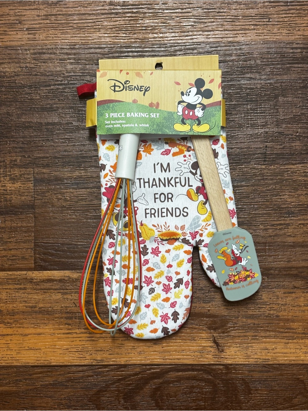 Disney Fall Leaf Mickey 3-Piece Baking Set — White, Yellow & Orange